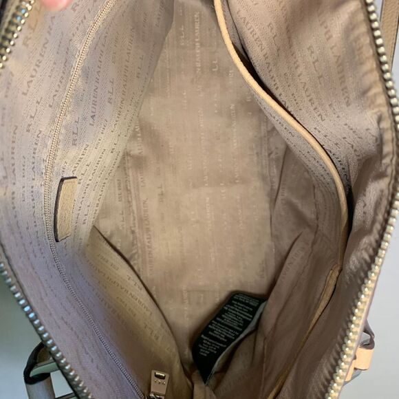 Lauren Ralph Lauren Amberly Dome Floral Satchel Tan/White - Picture 14 of 16